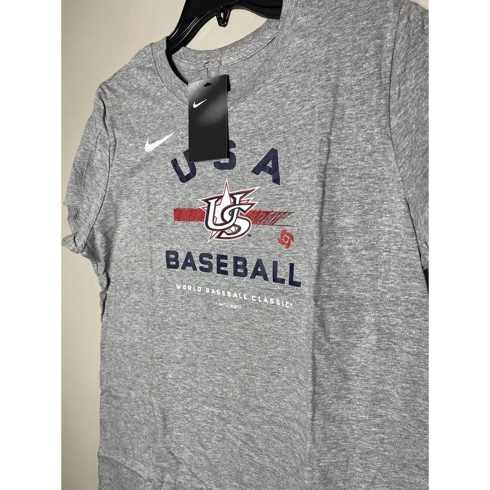 Nike USA Baseball Women's World Baseball Classic Tri-Blend T-Shirt Gray Size L
